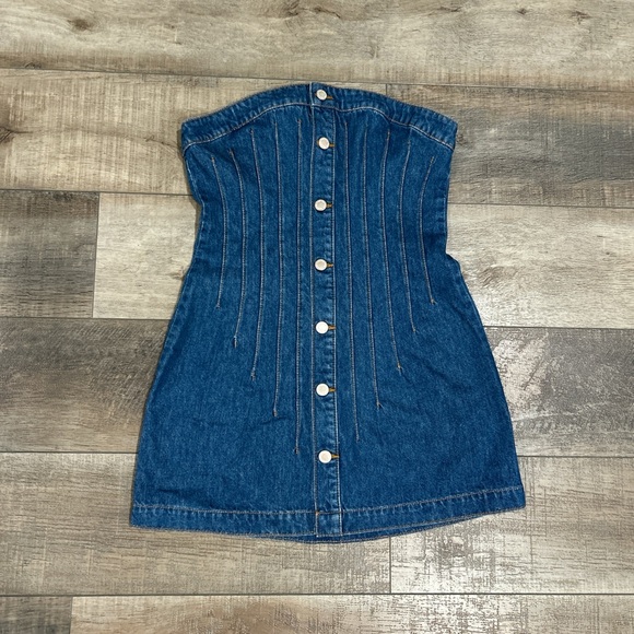 Triarchy Victoria denim corset strapless mini dress - Picture 3 of 7